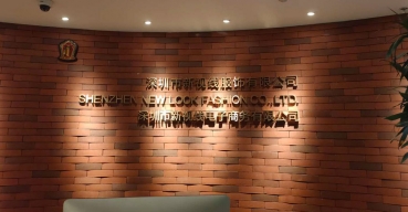 深圳新視線電子商務(wù)前臺(tái)背景墻拉絲不銹鋼字制作案例